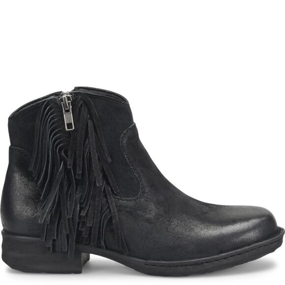 Born Women's Size 10 M Kenia Fringed Booties Boots Black Suede Leather - Picture 3 of 9